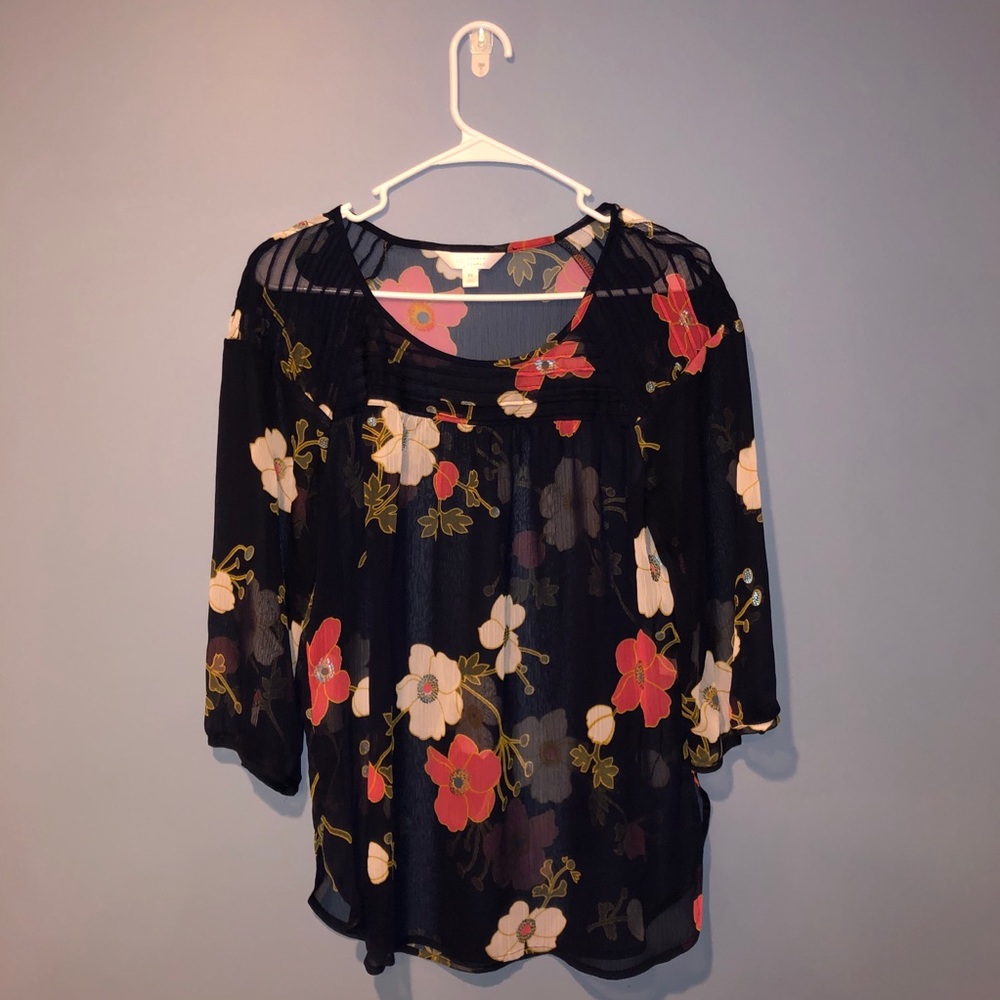 LAUREN CONRAD Transparent 3/4 Sleeve Blouse